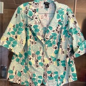 Not Rated Teal & Mint Floral Short Sleeve Blazer